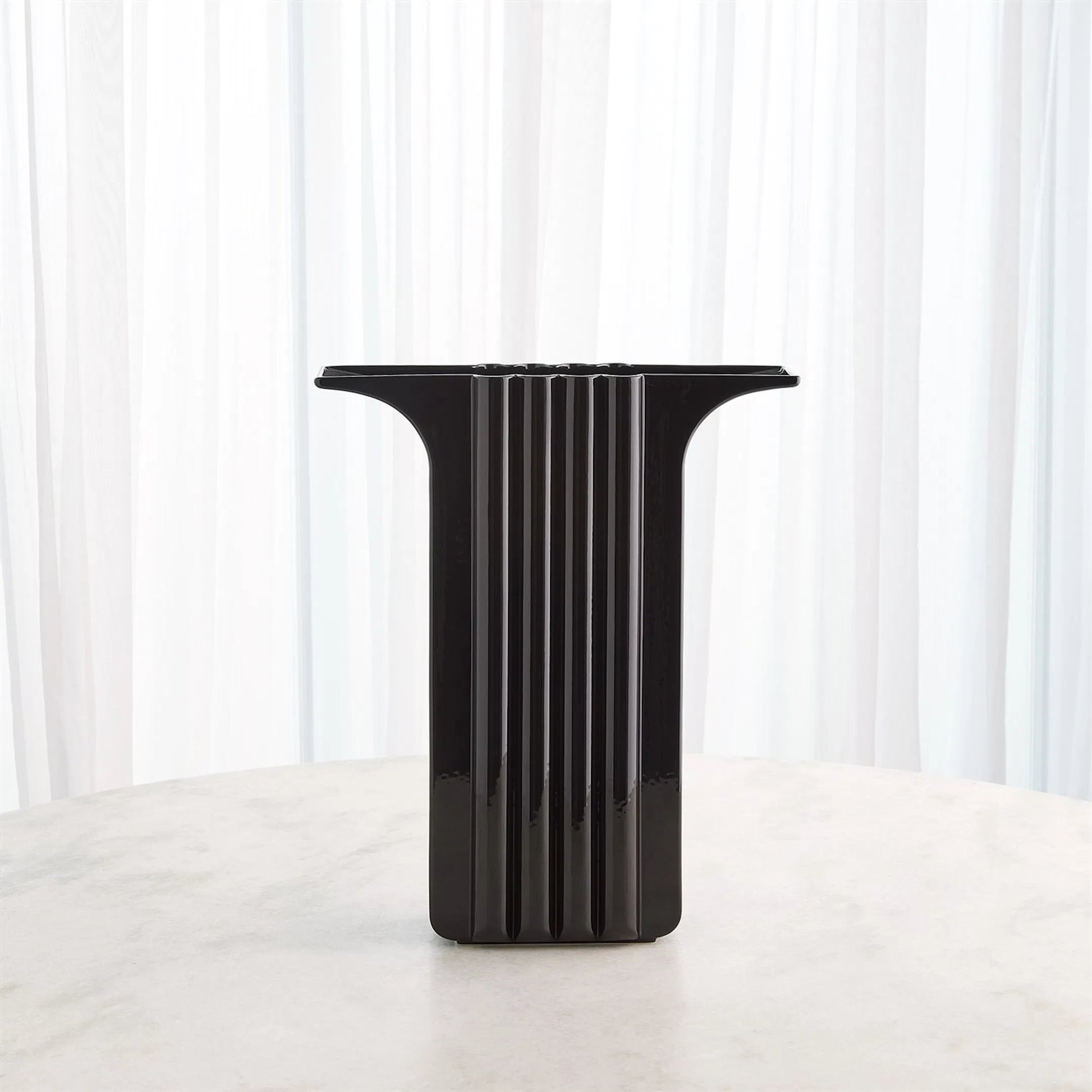 Flying Column Black Vase by Global Views in black and black gloss. Made from unique in a modern style.