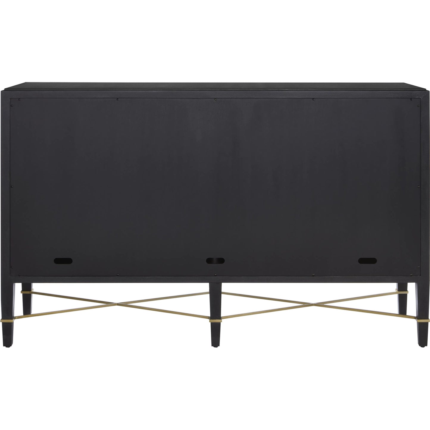 011 S-222770 | Additional Silo | Verona Sideboard by Currey and Company in black lacquered linen, champagne stretchers, linen wrapped cha. Made from solid wood, engineered hardwood in a transitional style.