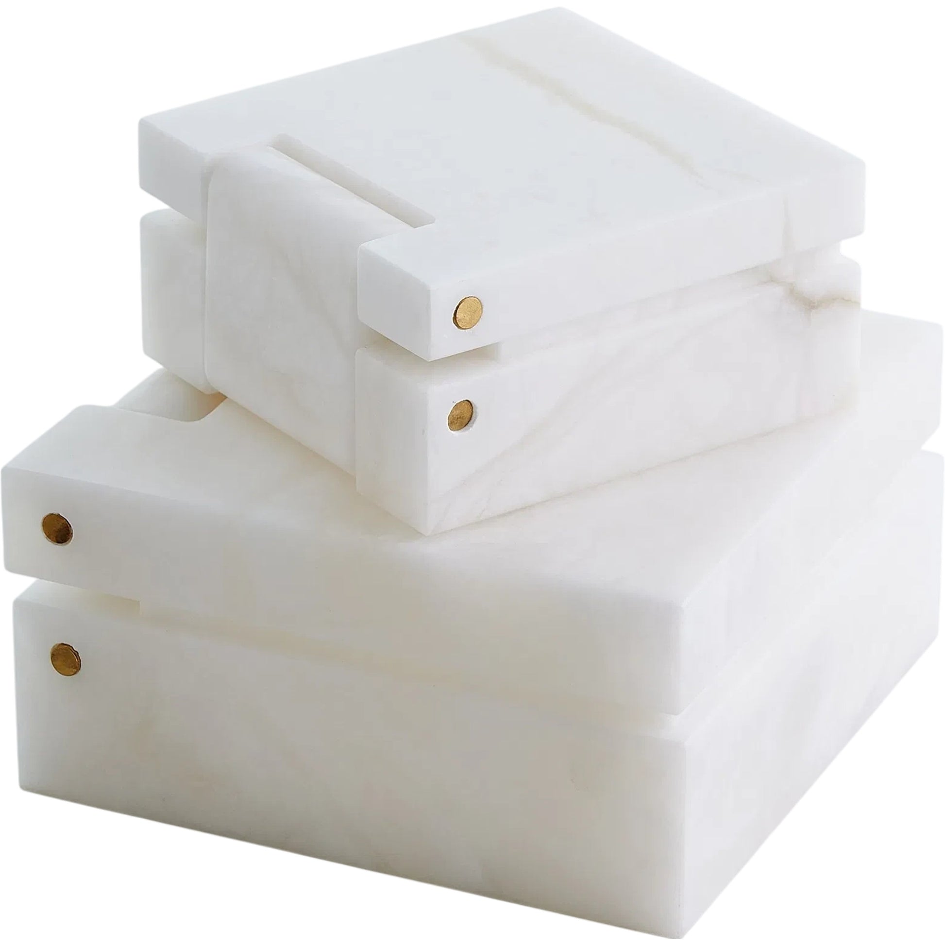 Hinged Alabaster Box by Global Views in white. Made from alabaster in a modern style.