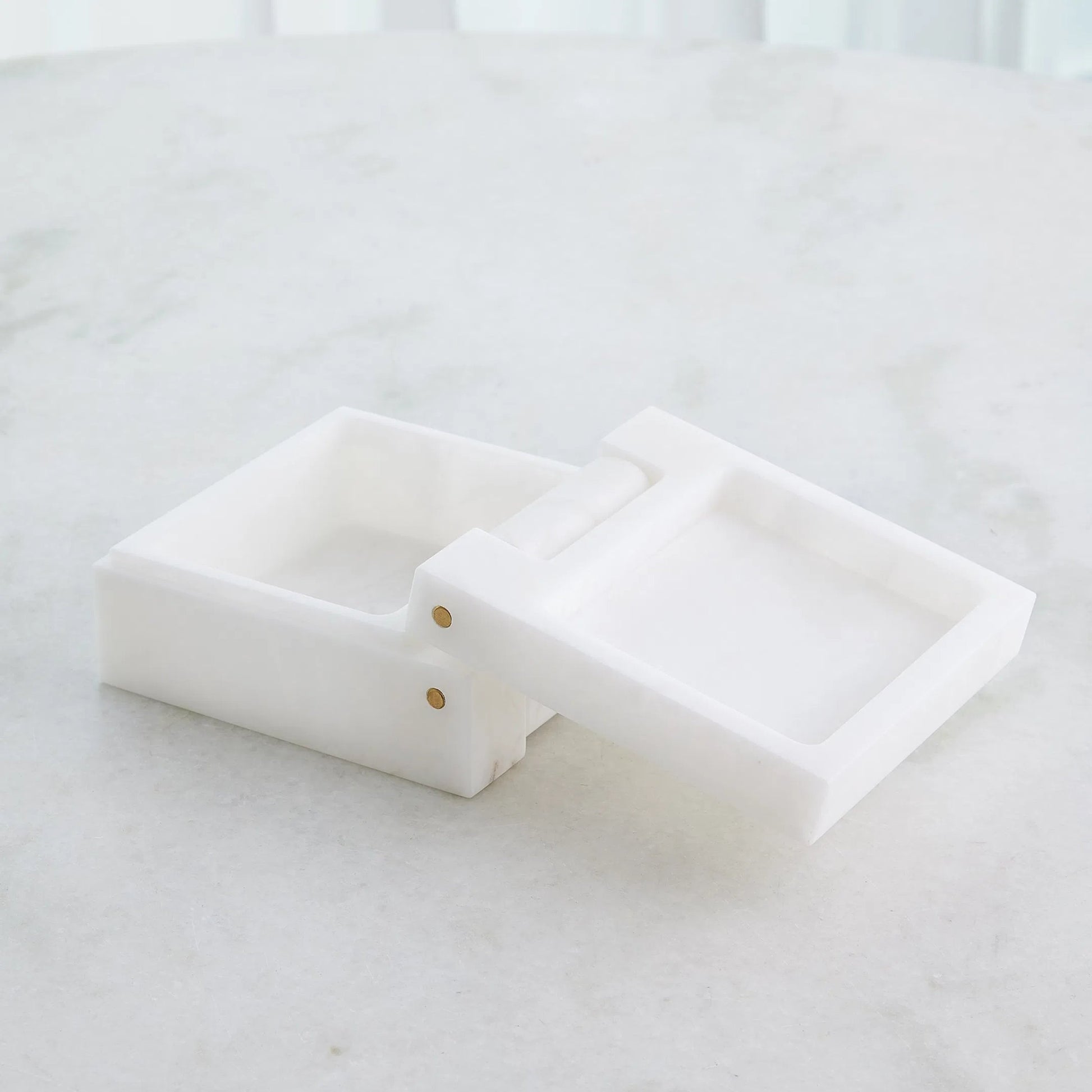 Hinged Alabaster Box by Global Views in white. Made from alabaster in a modern style.