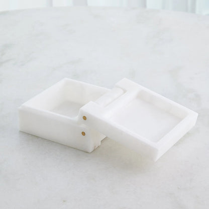 Hinged Alabaster Box by Global Views in white. Made from alabaster in a modern style.