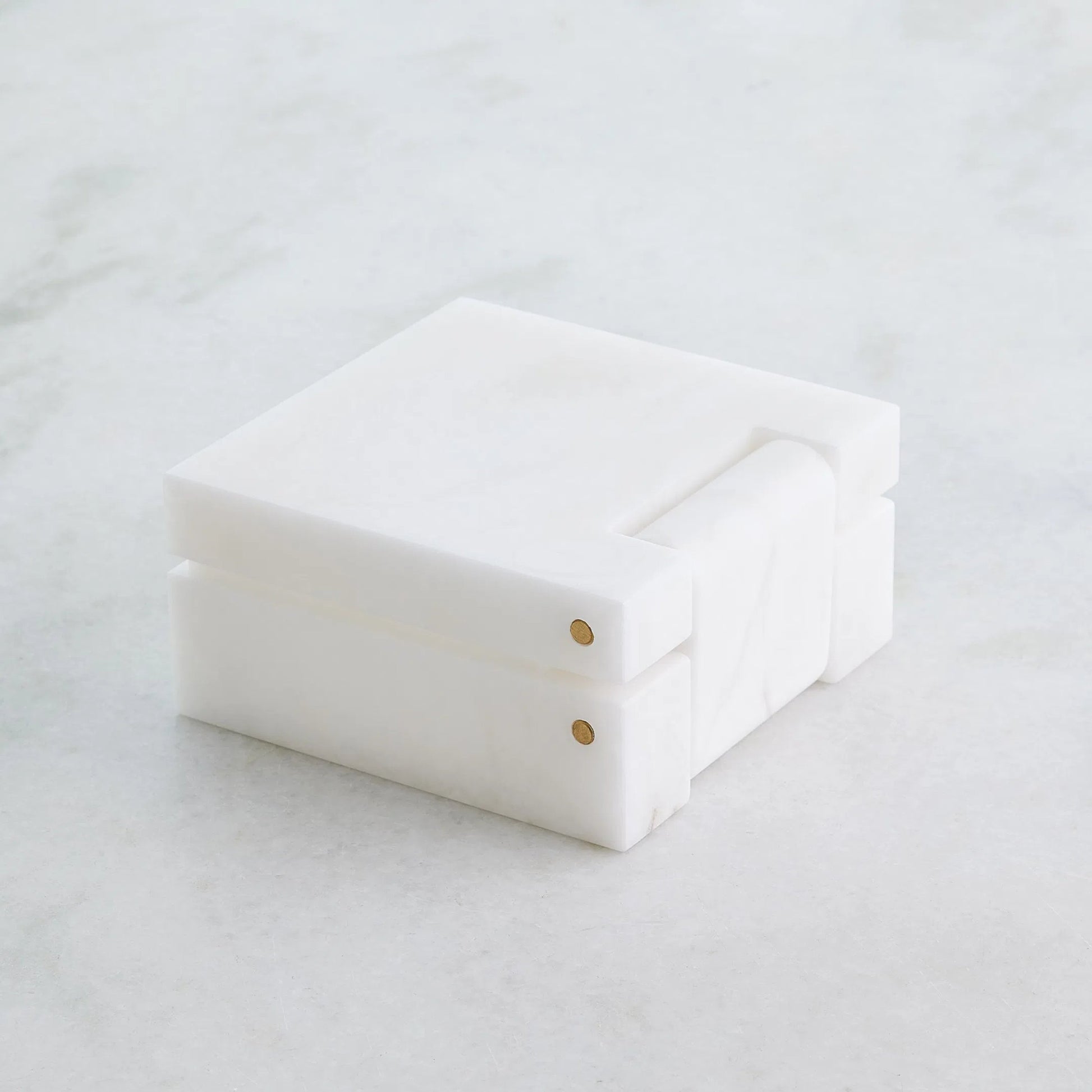 Hinged Alabaster Box by Global Views in white. Made from alabaster in a modern style.