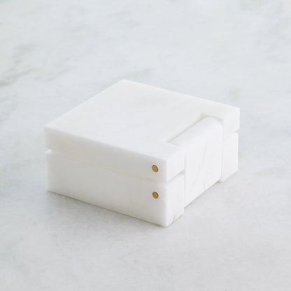 Hinged Alabaster Box by Global Views in white. Made from alabaster in a modern style.