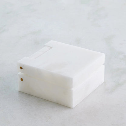 Hinged Alabaster Box by Global Views in white. Made from alabaster in a modern style.