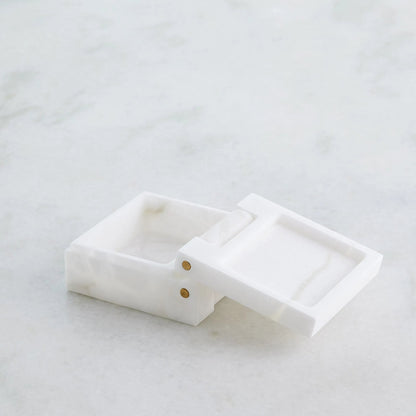Hinged Alabaster Box by Global Views in white. Made from alabaster in a modern style.