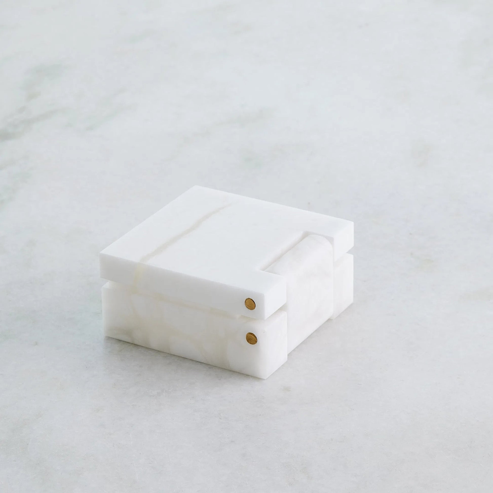 Hinged Alabaster Box by Global Views in white. Made from alabaster in a modern style.