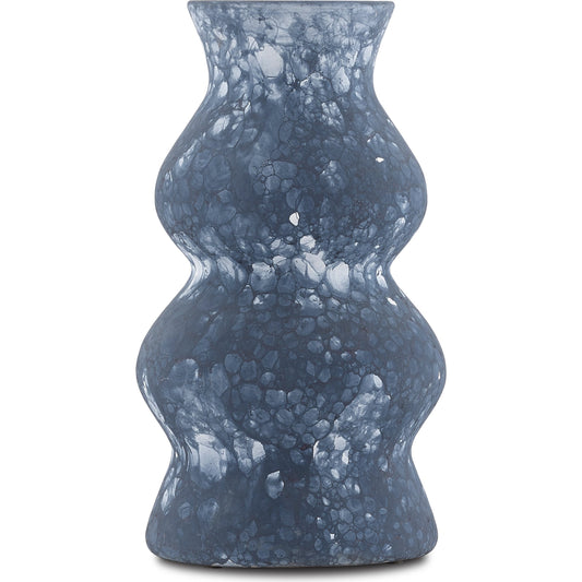 Phonecian Vase by Currey and Company in navy, white. Made from terracotta in a eclectic & global style.
