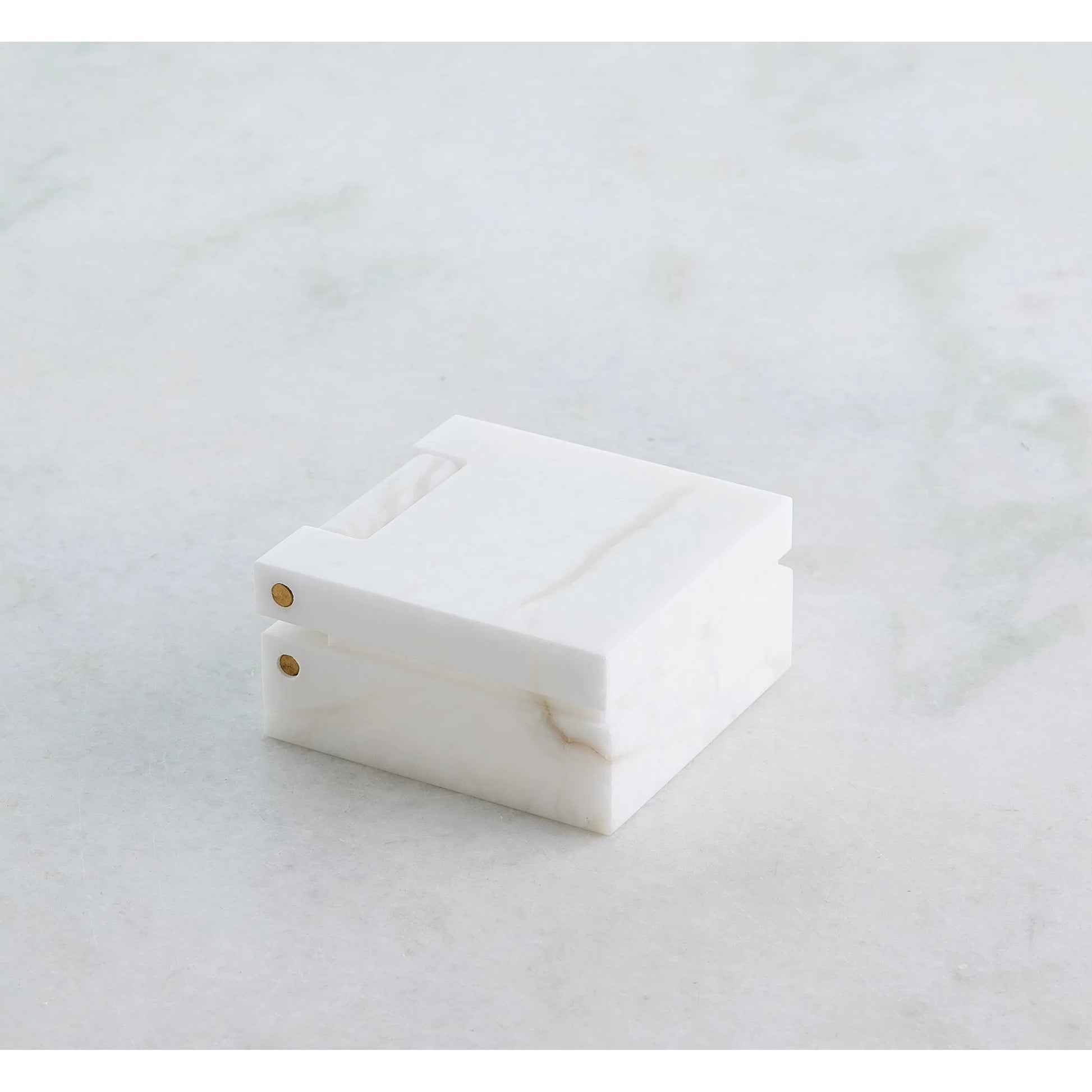Hinged Alabaster Box by Global Views in white. Made from alabaster in a modern style.