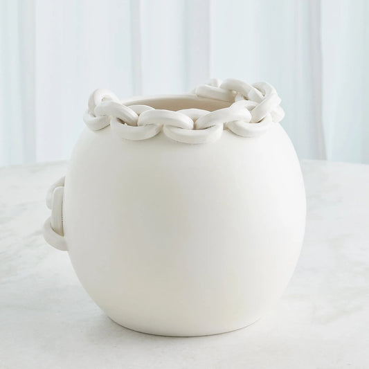 Catena Vase by Global Views in matte white. Made from ceramic in a modern style.