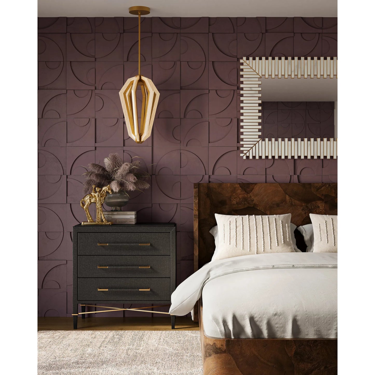 012 SI-2134056 | Lifestyle | Riviere Pendant by Currey and Company in natural, contemporary gold leaf. Made from composite, wrought iron in a modern style.