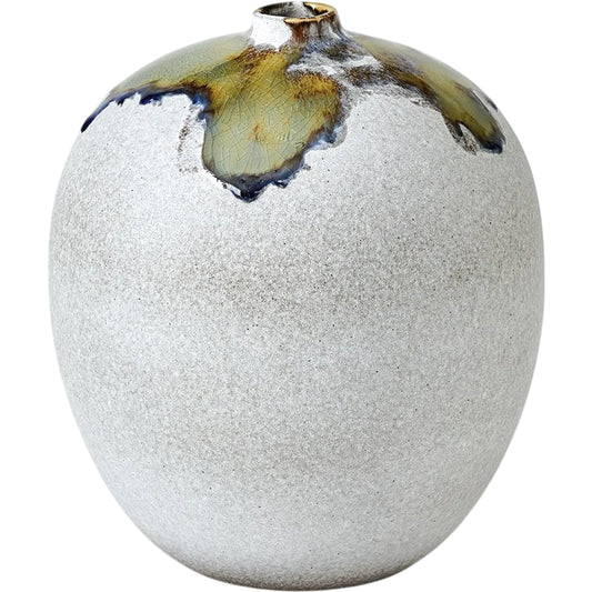 Volcan Vase by Global Views in grey, reactive green. Made from ceramic in a eclectic & global style.
