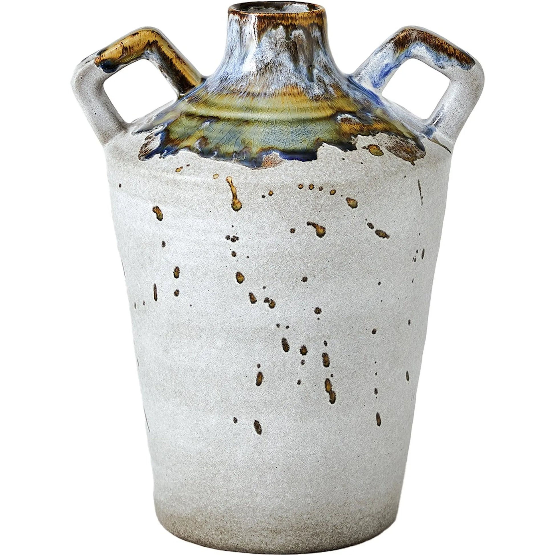 Volcan Handled Jar by Global Views in grey, reactive green. Made from ceramic in a eclectic & global style.