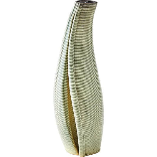 Rift Vase by Global Views in washed green. Made from earthenware in a unique style.