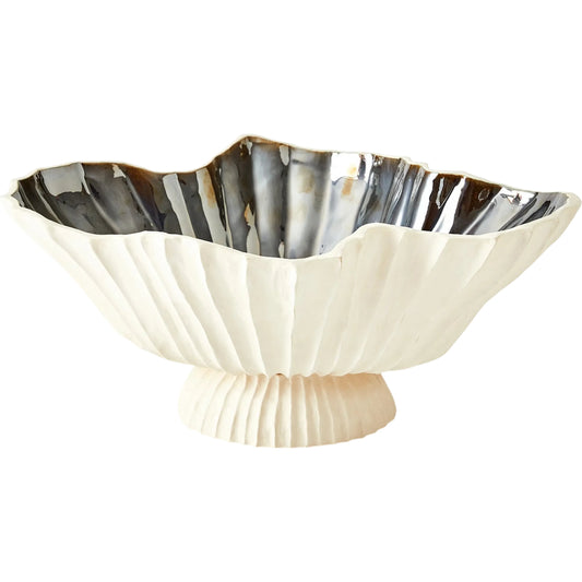 Folha Footed Bowl by Global Views in off. Made from earthenware in a unique style.