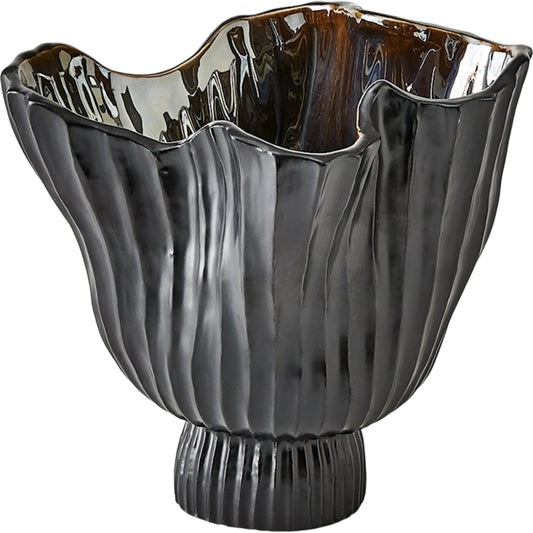Folha Footed Vase by Global Views. Made from earthenware in a modern style.