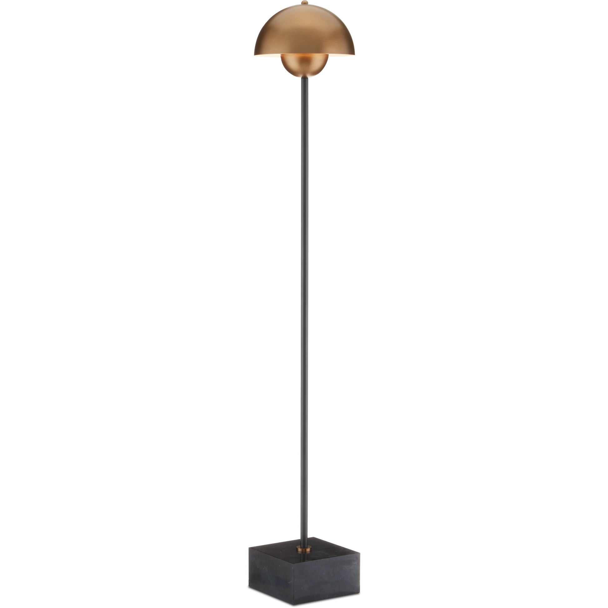 La Rue Floor Lamp by Currey and Company in brushed brass, black. Made from metal, marble in a modern style.