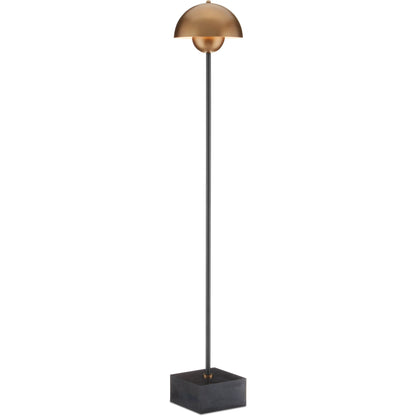 La Rue Floor Lamp by Currey and Company in brushed brass, black. Made from metal, marble in a modern style.