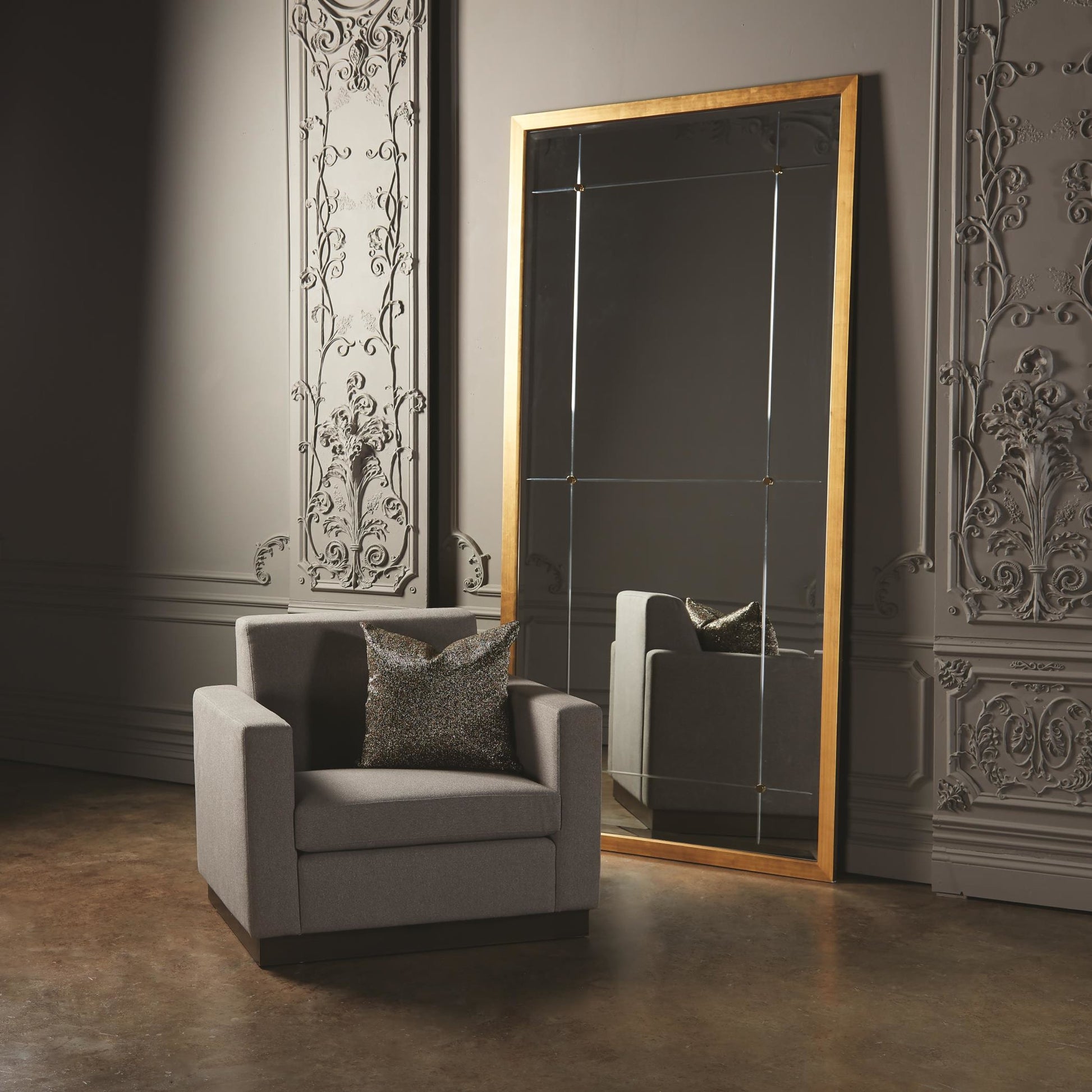 Beaumont Floor Mirror by Global Views. Made from unique in a transitional style.