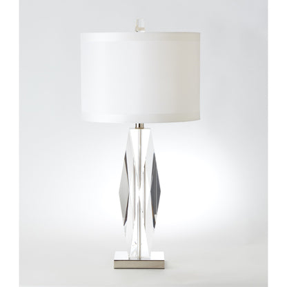 Faceted Crystal Lamp by Global Views in nickel. Made from crystal in a modern style.