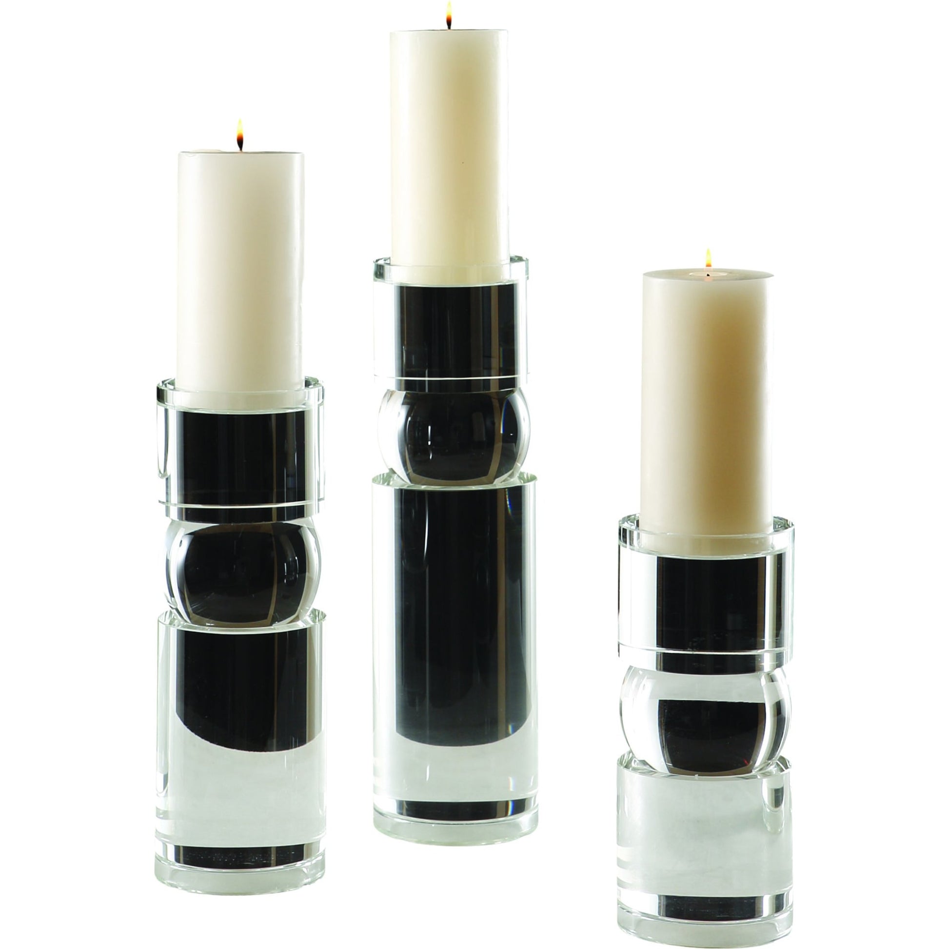 Bipolar Crystal Candle Holder by Global Views. Made from crystal in a transitional style.