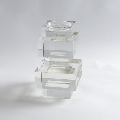 Brilliant Pillar Candle Holder by Global Views. Made from crystal in a transitional style.