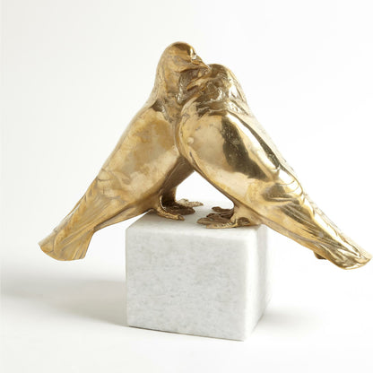 Love Doves by Global Views in brass. Made from brass, white marble in a transitional style.