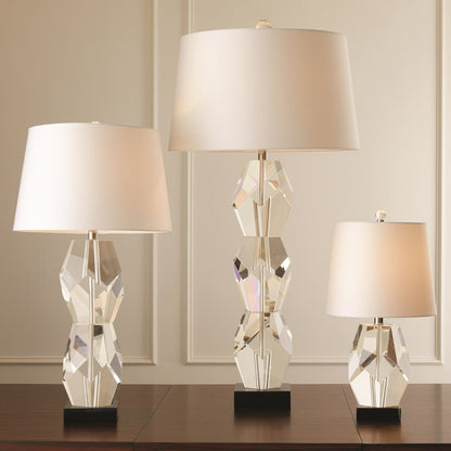 Facet Double Block Lamp by Global Views in double. Made from crystal, marble in a transitional style.