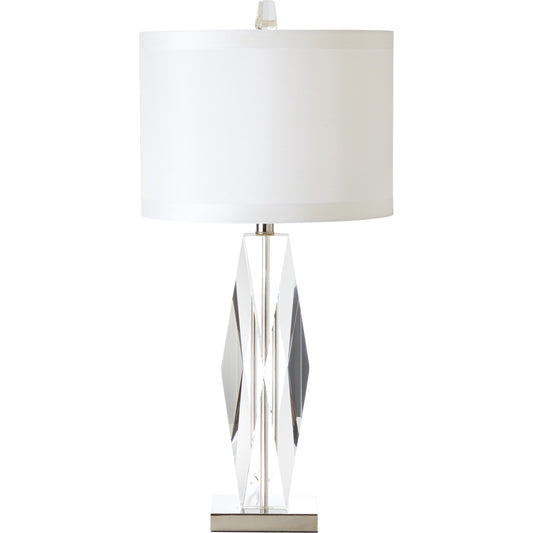 Faceted Crystal Lamp by Global Views in nickel. Made from crystal in a modern style.