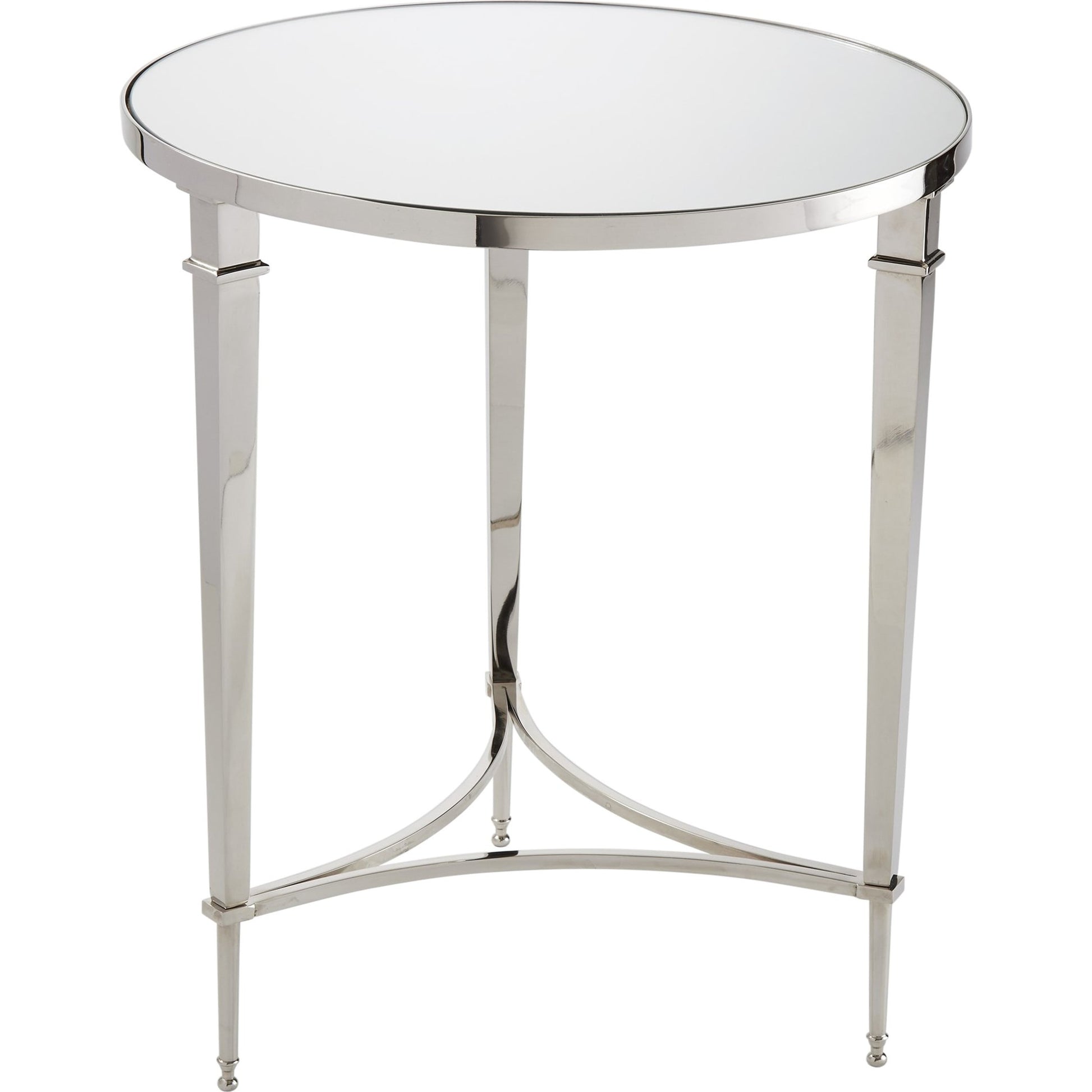 Round French Square Leg Table by Global Views in brass. Made from brass, granite in a transitional style.