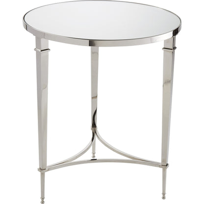 Round French Square Leg Table by Global Views in brass. Made from brass, granite in a transitional style.