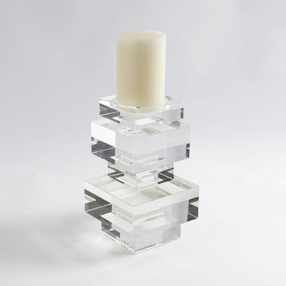 Brilliant Pillar Candle Holder by Global Views. Made from crystal in a transitional style.