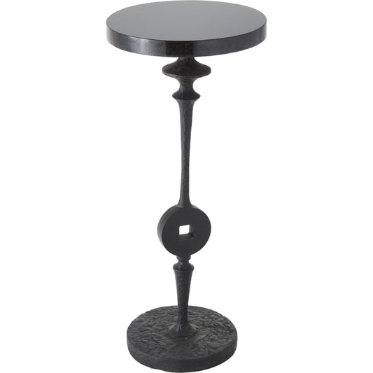 Artisan Square Peg Accent Table by Global Views in black powder coat. Made from iron, granite in a eclectic & global style.