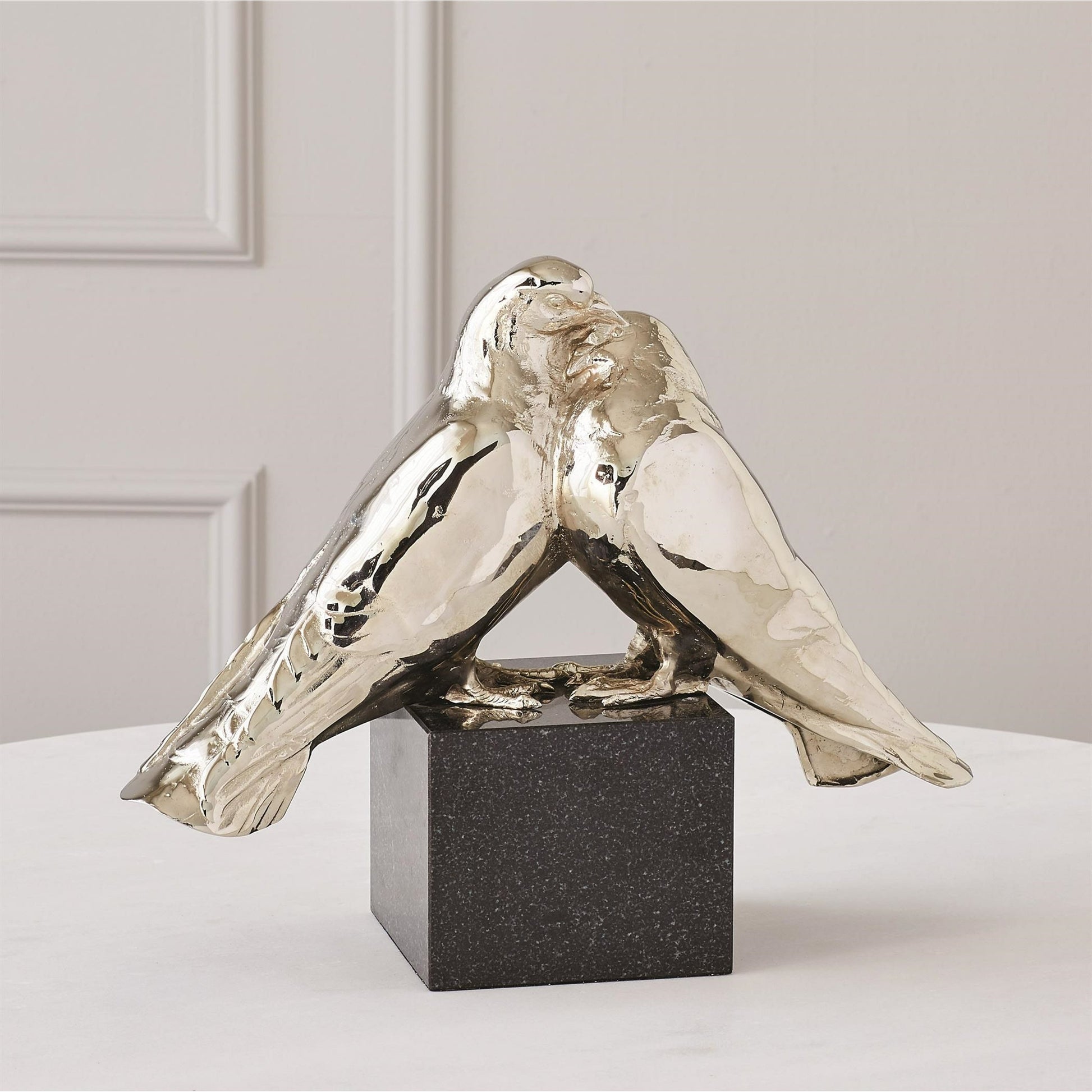 Love Doves by Global Views in brass. Made from brass, white marble in a transitional style.