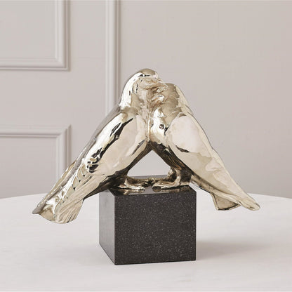 Love Doves by Global Views in brass. Made from brass, white marble in a transitional style.