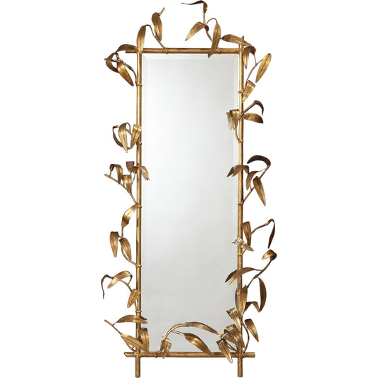 Bamboo Leaf Mirror by Global Views in antique gold. Made from mdf, mirror in a eclectic & global style.