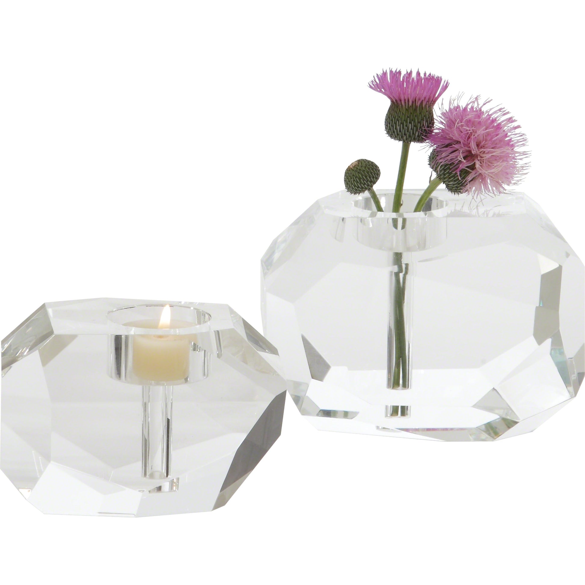 Gemstone Tealight Bud Vase by Global Views. Made from crystal in a transitional style.