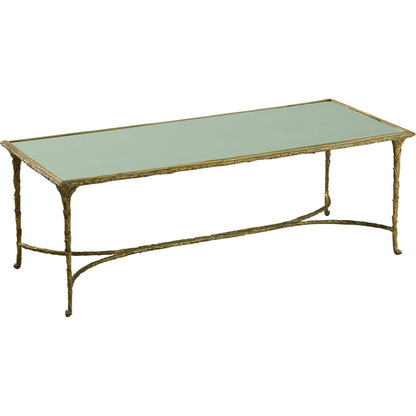 Organic Cocktail Table by Global Views in burnished brass. Made from cast brass, mirror in a transitional style.