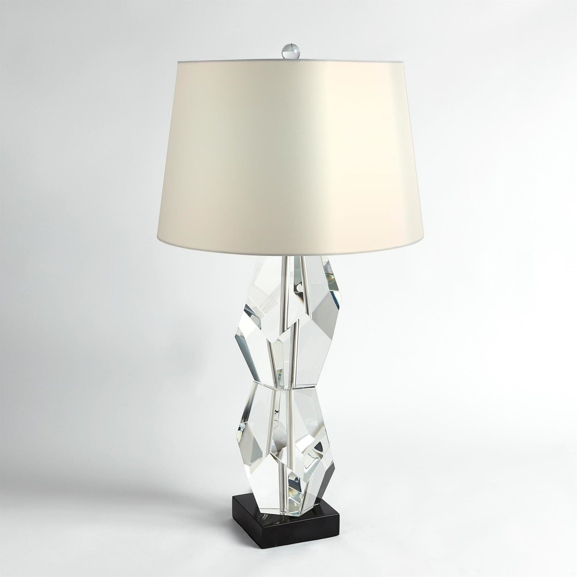 Facet Double Block Lamp by Global Views in double. Made from crystal, marble in a transitional style.