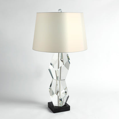 Facet Double Block Lamp by Global Views in double. Made from crystal, marble in a transitional style.
