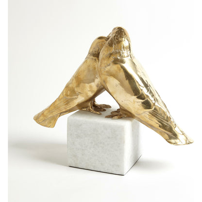 Love Doves by Global Views in brass. Made from brass, white marble in a transitional style.