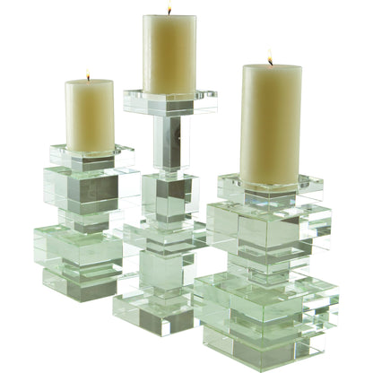 Brilliant Pillar Candle Holder by Global Views. Made from crystal in a transitional style.