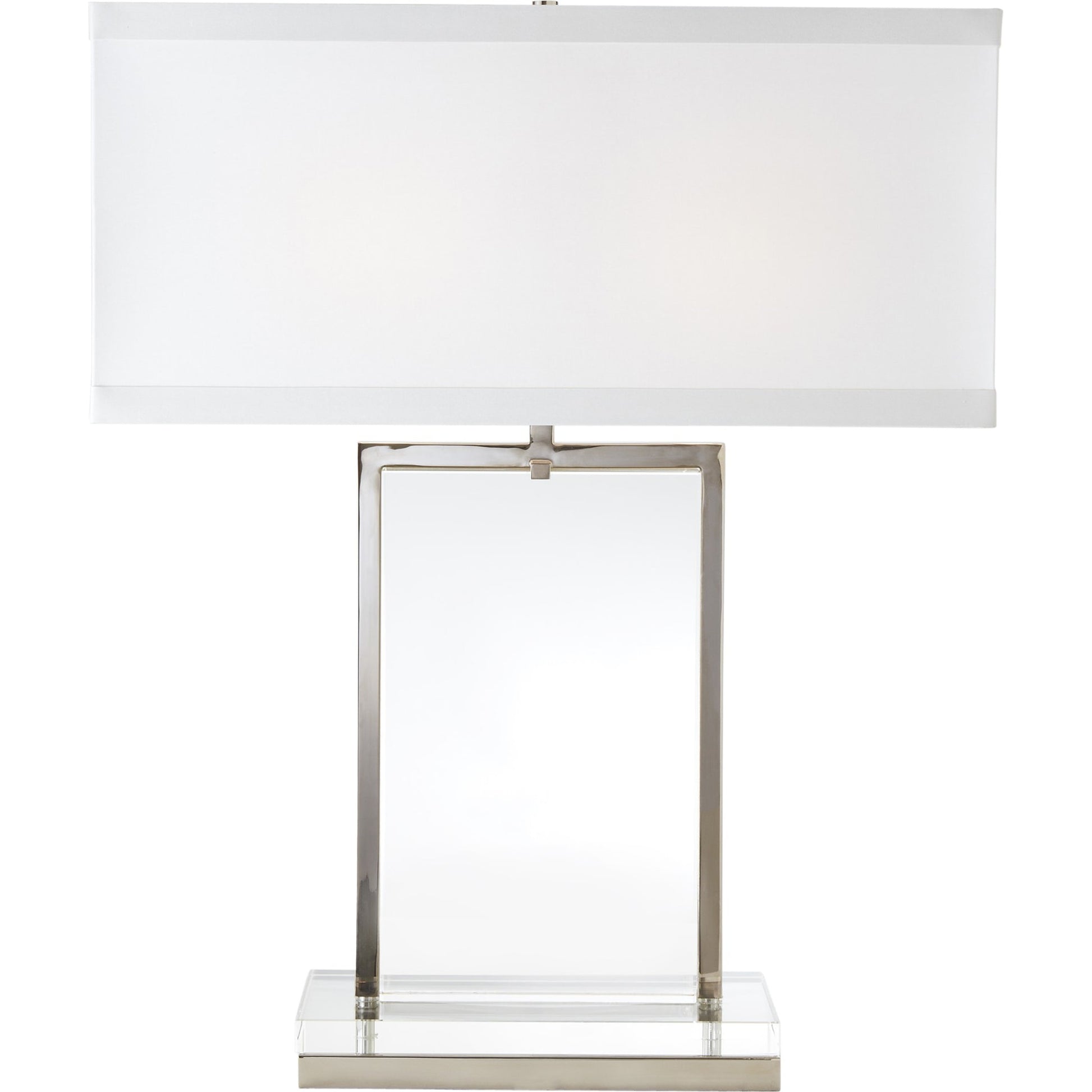 Crystal Slab Lamp by Global Views in nickel. Made from crystal in a transitional style.