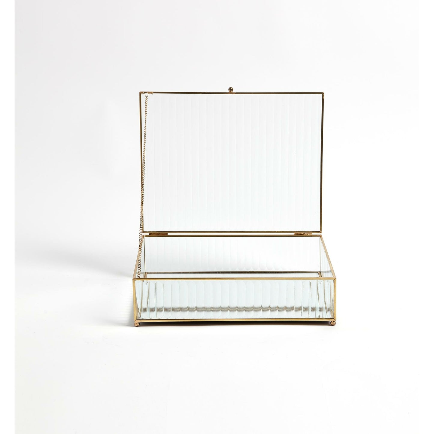 004 SR-827963 | Additional Silo | Reeded Glass Box by Global Views in clear. Made from copper, glass in a transitional style.