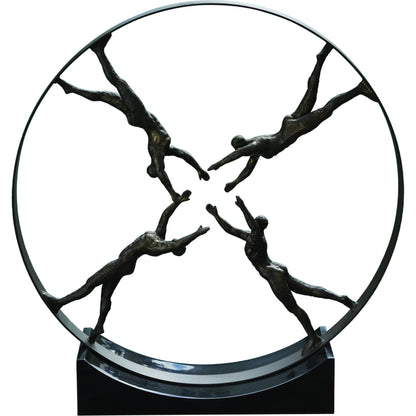 Reaching for Center Sculpture by Global Views. Made from iron, granite in a eclectic & global style.