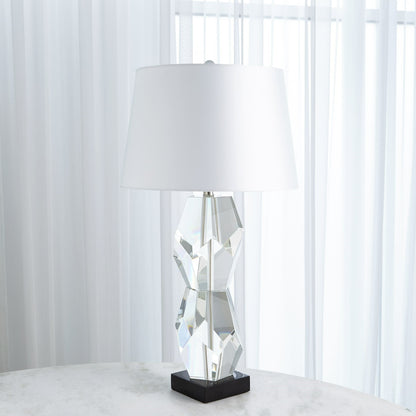 Facet Double Block Lamp by Global Views in double. Made from crystal, marble in a transitional style.