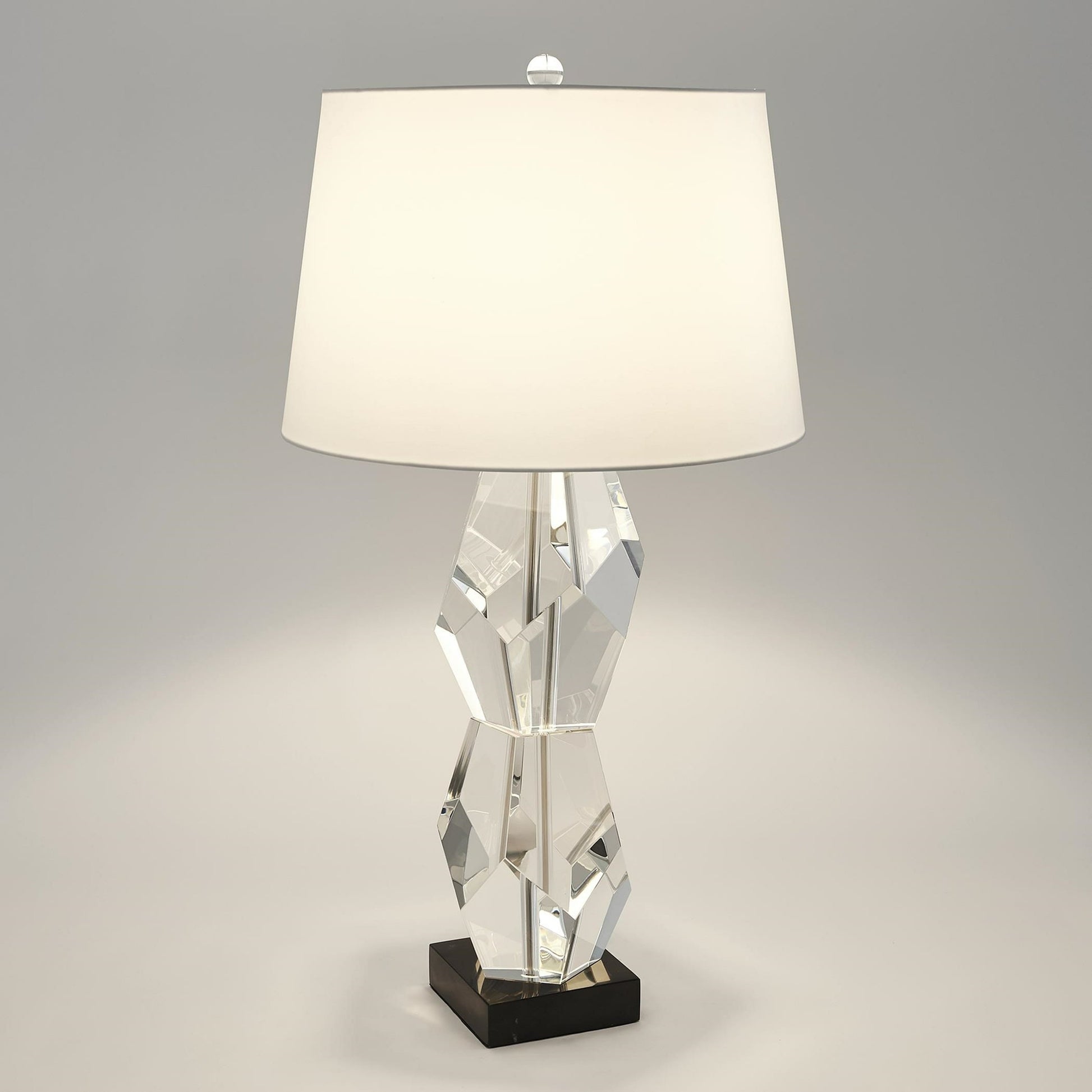 Facet Double Block Lamp by Global Views in double. Made from crystal, marble in a transitional style.