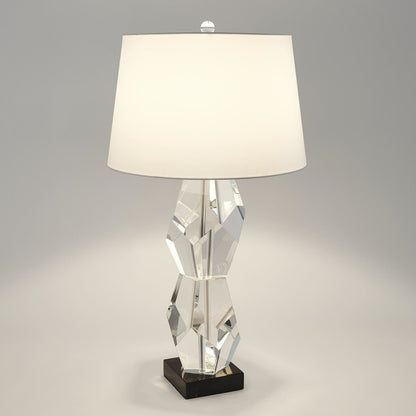 Facet Double Block Lamp by Global Views in double. Made from crystal, marble in a transitional style.
