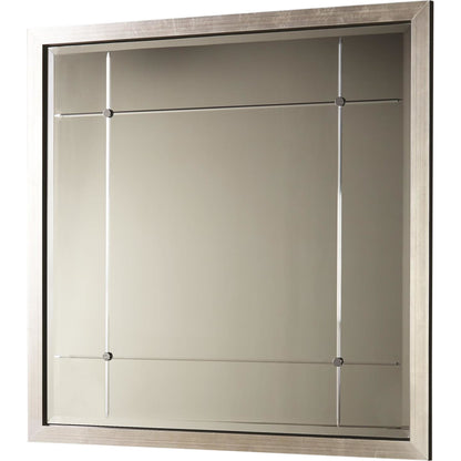 Beaumont Square Mirror by Global Views in silver leaf, nickel, brass. Made from mdf, mirror in a transitional style.