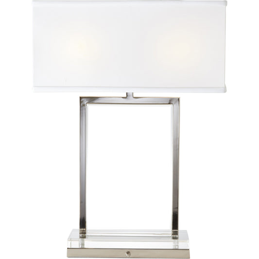 001 SR-701664 | Primary Silo | Crystal Slab Lamp by Global Views in nickel. Made from crystal in a transitional style.