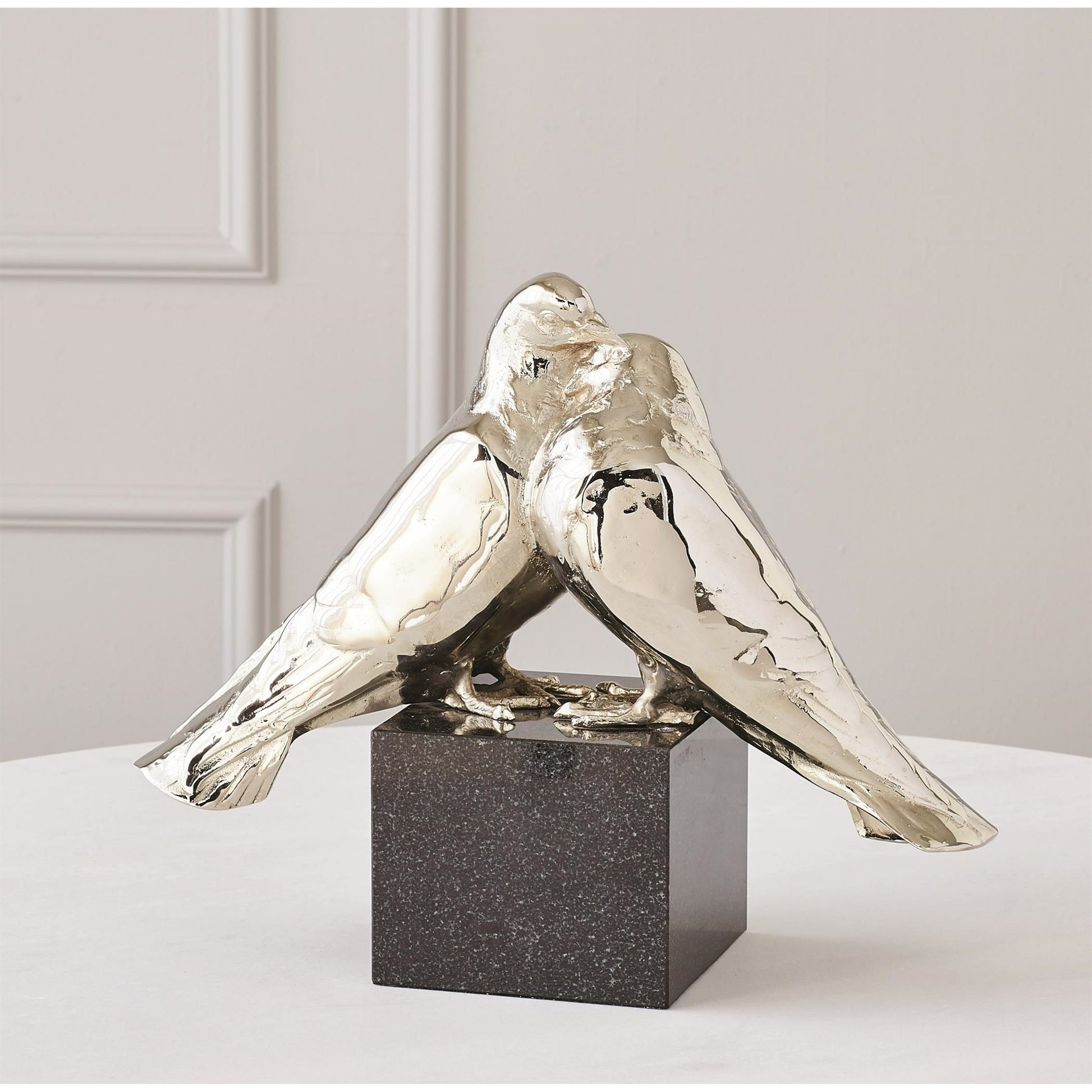 Love Doves by Global Views in brass. Made from brass, white marble in a transitional style.